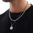Jewelry Gemnel Jewelry Brass 18K Gold Plated Disc Compass Pendant Necklace For Men