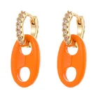Earrings Earrings European New Custom Color Series Women Earrings Rainbow Enamel Nose CZ Hoop Earrings