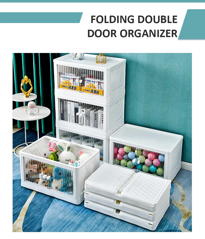 product hot products front double door large household portable plastic box stackable transparent foldable pp box-3