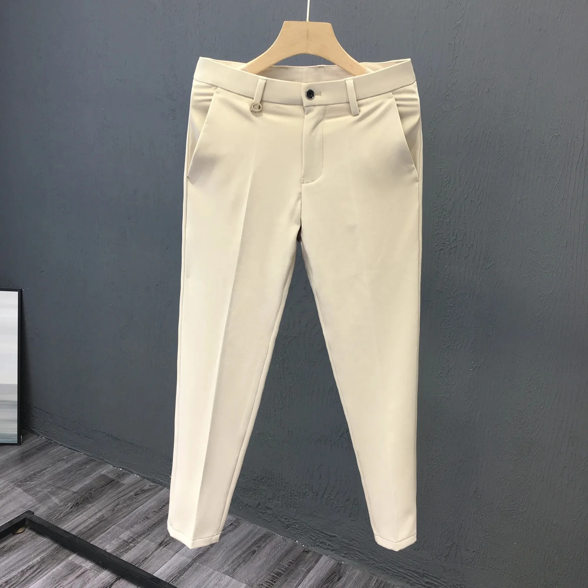 Wholesale high quality slim men's elastic pants plus size classic solid color business casual casual pants