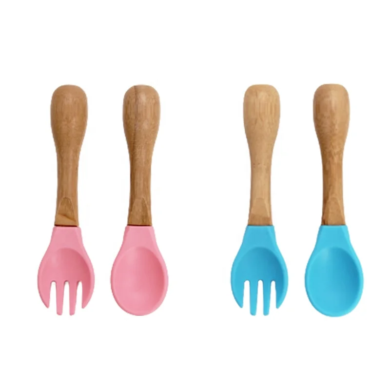 Wellfine Bamboo Baby Spoons Feeding Spoons with Soft Silicone Tips for Babies or Toddler