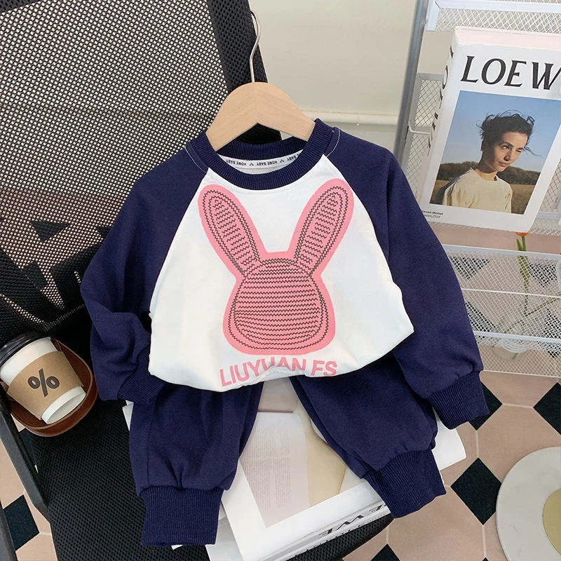 Spring Autumn Style Cartoon with Long Sleeves suit for Boys and Girls Two-Pieces Baby Kids Clothing Set Wholesale Factory