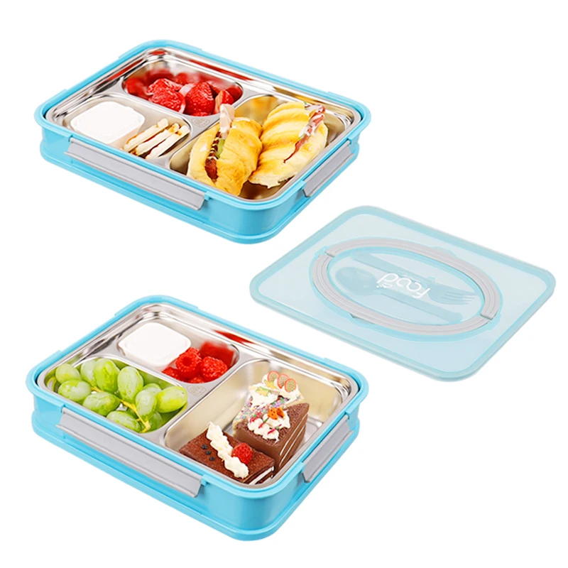 Stackable 2 layers 3 Compartment Adult Insulated Food Packing Container Stainless Bento Kids Box Lunch  Steel Lunch Box