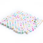 Beads Alphabet 6mm White Square Colorful Letter Beads Plastic Acrylic Alphabet Digital Beads For Jewelry Making