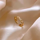 Gold Plated Ring 2021 Women's Banquet Jewelry Gold Plated Heart Shaped Opening Ring Simple Hollow Heart Finger Ring