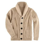 Men Sweater Men Knitted Long Sleeve Streetwear Jacquard Casual Turtleneck Cardigan Sweater
