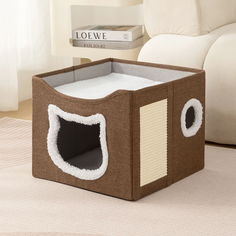Retro Solid Indoor Pet Bed Scratching Board Hanging Ball Cave Eco-Friendly Dog Cat Beds Accessories Wholesale Summer Suitable manufacture