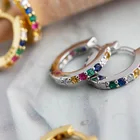 Hoop EH1168 Chic 7mm Huggie 925 Sterling Silver Rainbow Cubic Zircon Hoop Earring