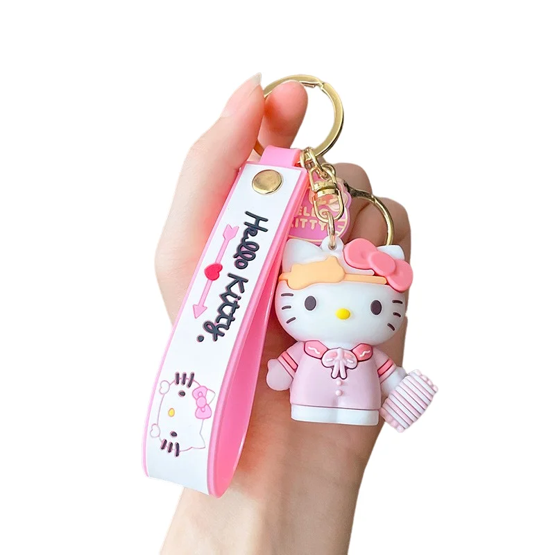 Hot sales 8 colors Custom Llaveros Cartoon 3D Cute Anime Hello kitty Cartoon Car accessories Rubber key chains