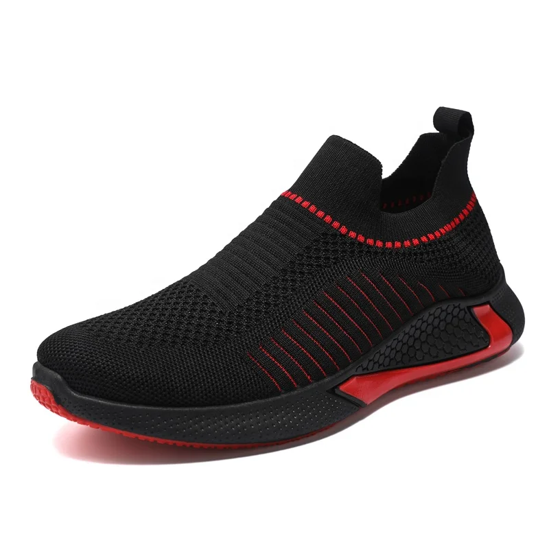 fly knitted sport shoes breathable slip on mens shoes for leisure sneakers casual shoes
