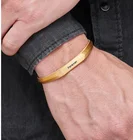 Letter Bracelet Customised Made Men Nameplate Letter Jewelry Stainless Steel Open Cuff Bracelet