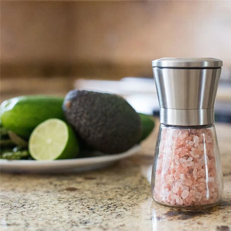 H98 180ML Kitchen Spice Mill with Stainless Steel Lid Manual Seasoning Salt Pepper Glass Mills Ceramic Grinder