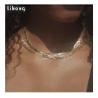Hip Hop 2021 New Fashion Hip Hop Necklace 18K Gold Necklace Simple Clavicle Chain Braided Necklace