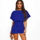 Rompers Hot Selling Women Summer Short Pants Casual Loose Rompers Solid Color Bodysuit