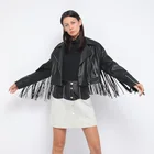 Leather Jacket Latest Design Soft Faux Leather Style Pu Jacket Women With Long Backing Pu Fringe