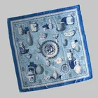 Elegant Scarf Chinese Style Blue And White Porcelain Lady Elegant Ladies Printed Rectangular Silk Scarf