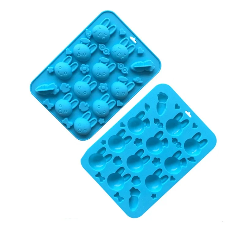 Silicone Rubber Moulds rectangle 2023 New design 10 holes Easter Bunny Silicone Cake Mold candy chocolate soap mold cake tool