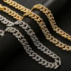 Necklace Jewelry Gold Cuban Chain Rhinestone Zinc Alloy Cuban Link Chain Necklace Wholesale Jewelry