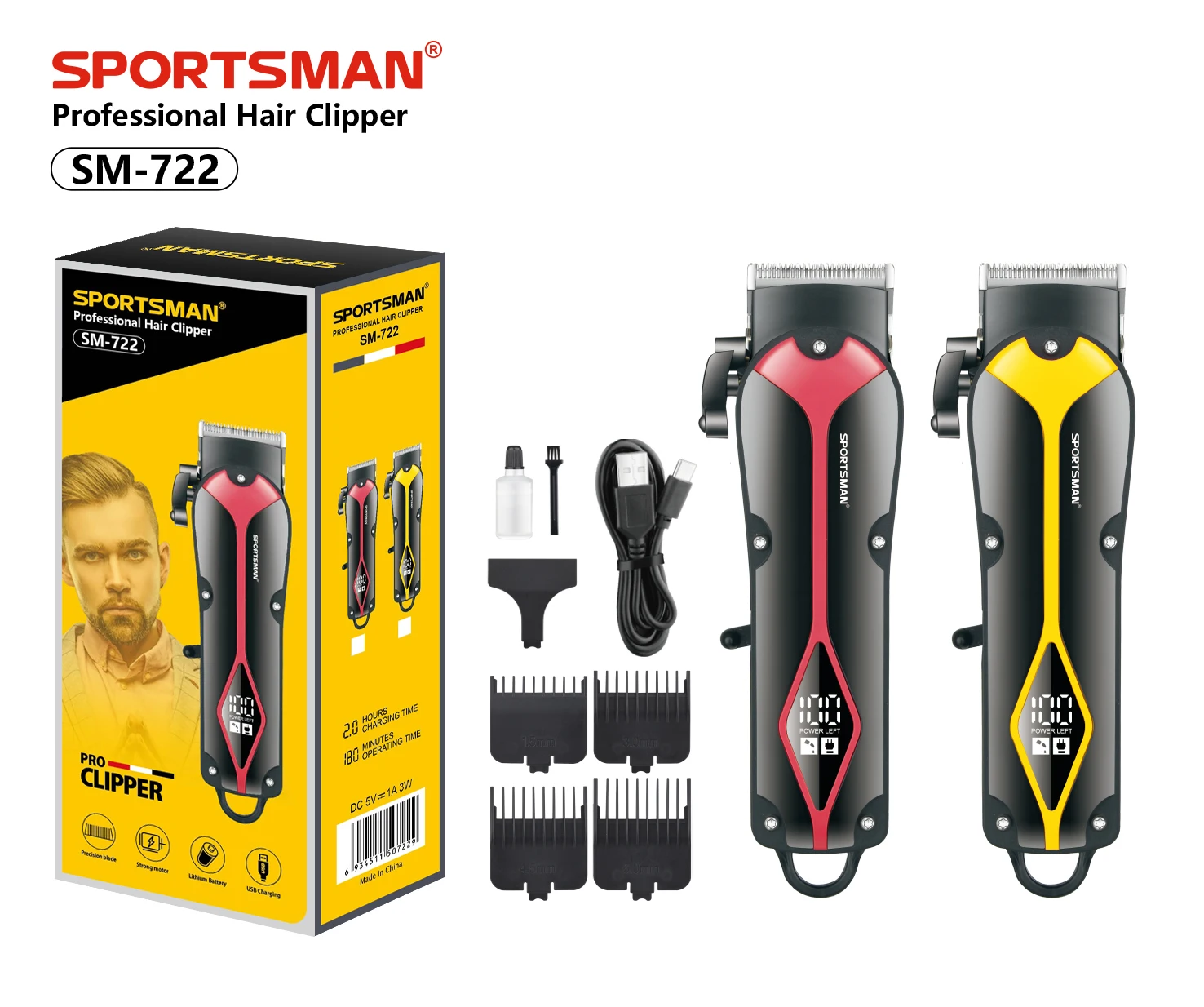 Lithium Ion Pro Cordless Hair Clippers for Men Women Children Rechargeable Stainless Steel Blade English for Home Haircutting