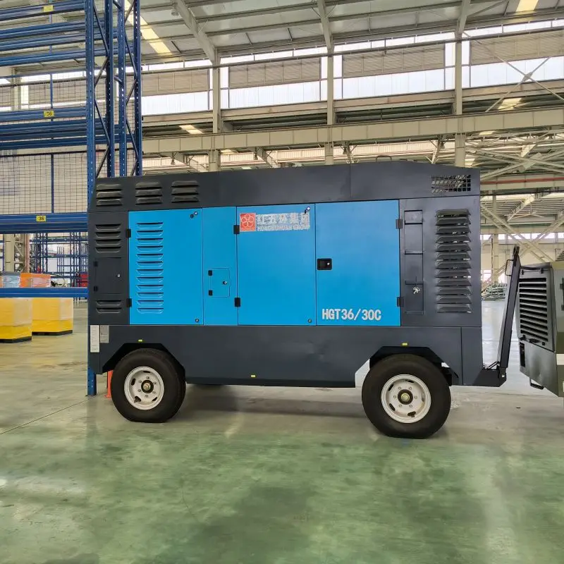 Hongwuhuan 1300CFM Diesel Portable Mining Compressor 30Bar Screw New Water Well Drill Rig Diesel Engine Air Compressor