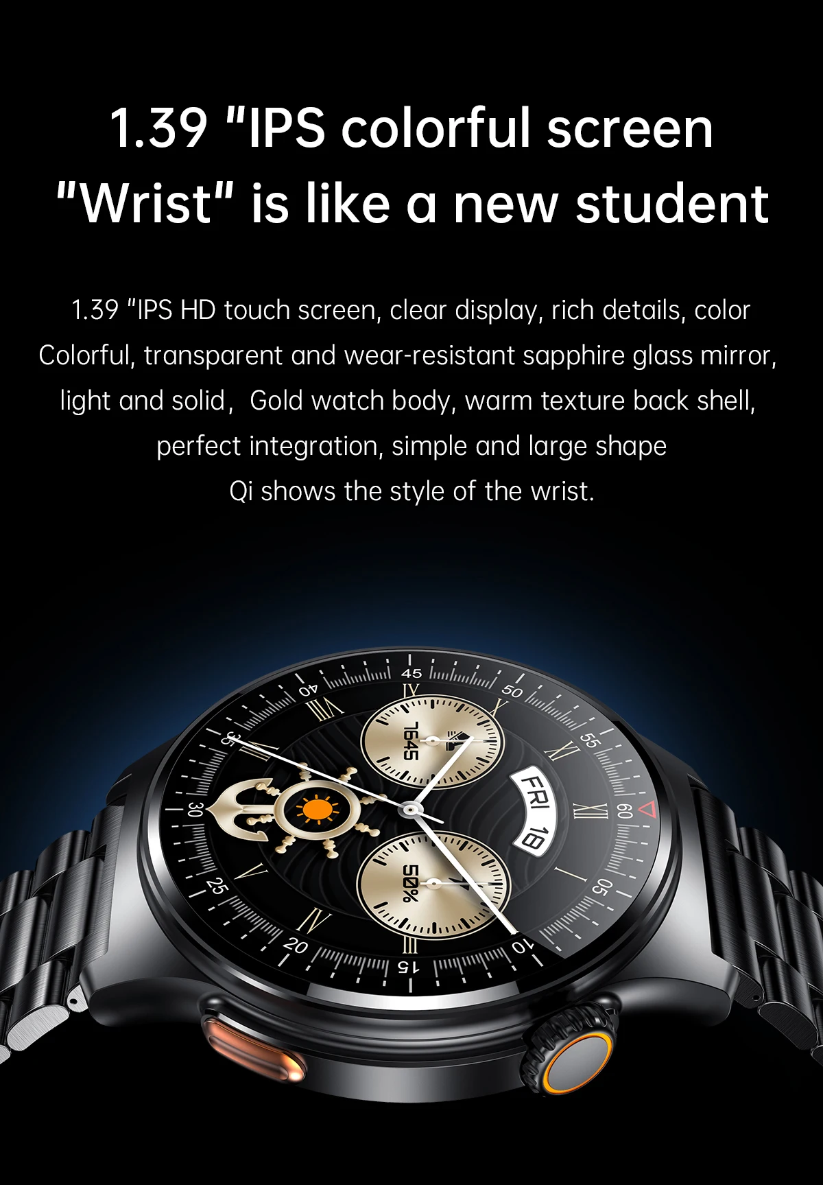 QW49 Smart Watch 1.39 Inch IPS Round Touch Screen APP Control BT Calling Health Monitoring Fitness Tracker Smartwatch With NFC