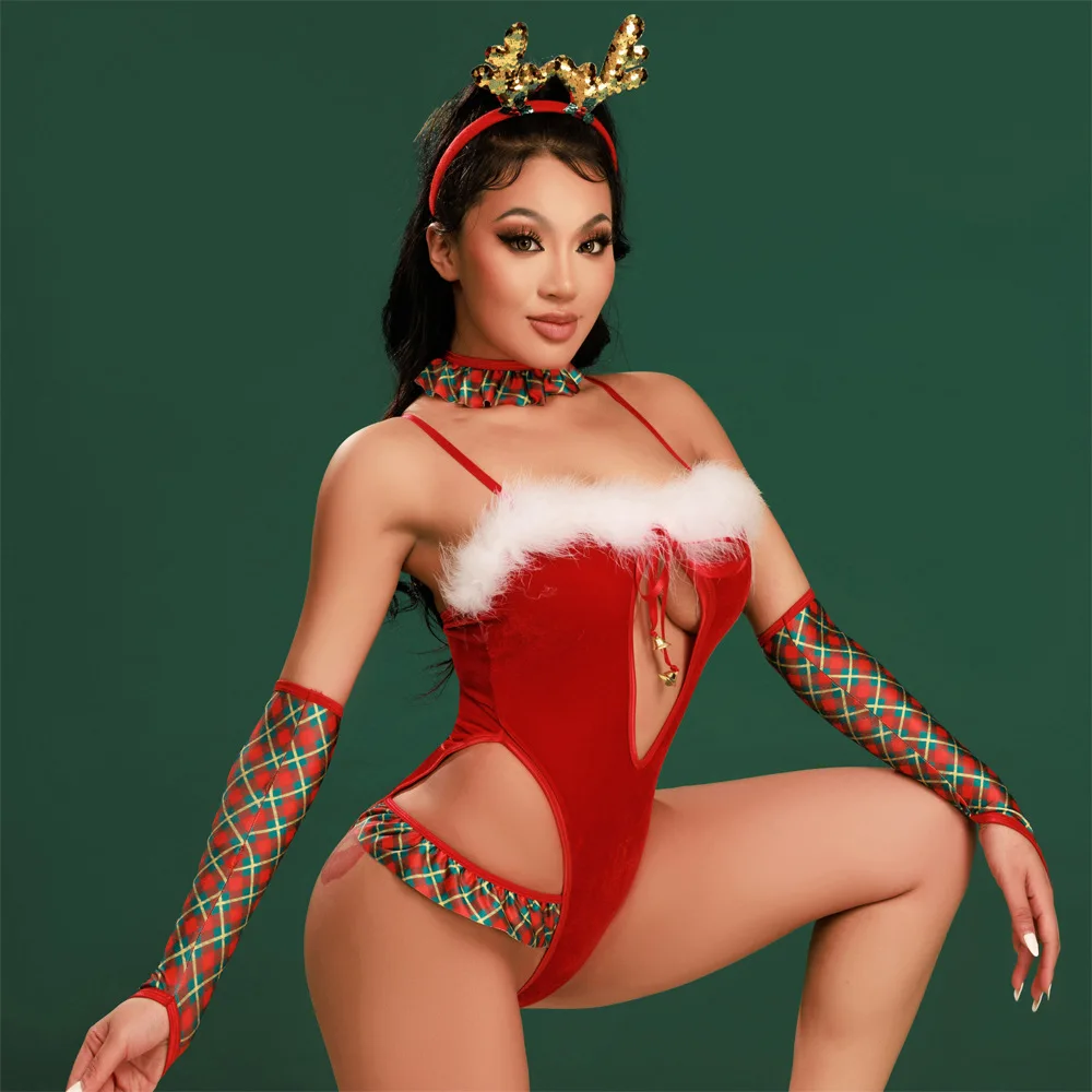 New arrival Christmas sexy uniform party one-piece sexy lingerie set
