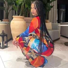 Color Dress 2021 Fashion Autumn Color Print Streetwear Open Fork Turtleneck Dress