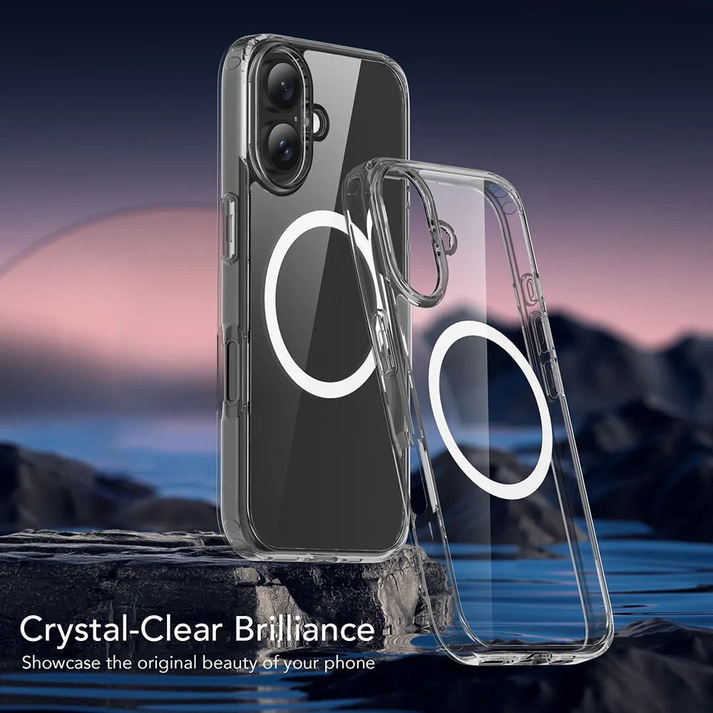 product for laudtec transparent magnetic wireless charging precision hole phone case for iphone 16 pro max plus simple business-3