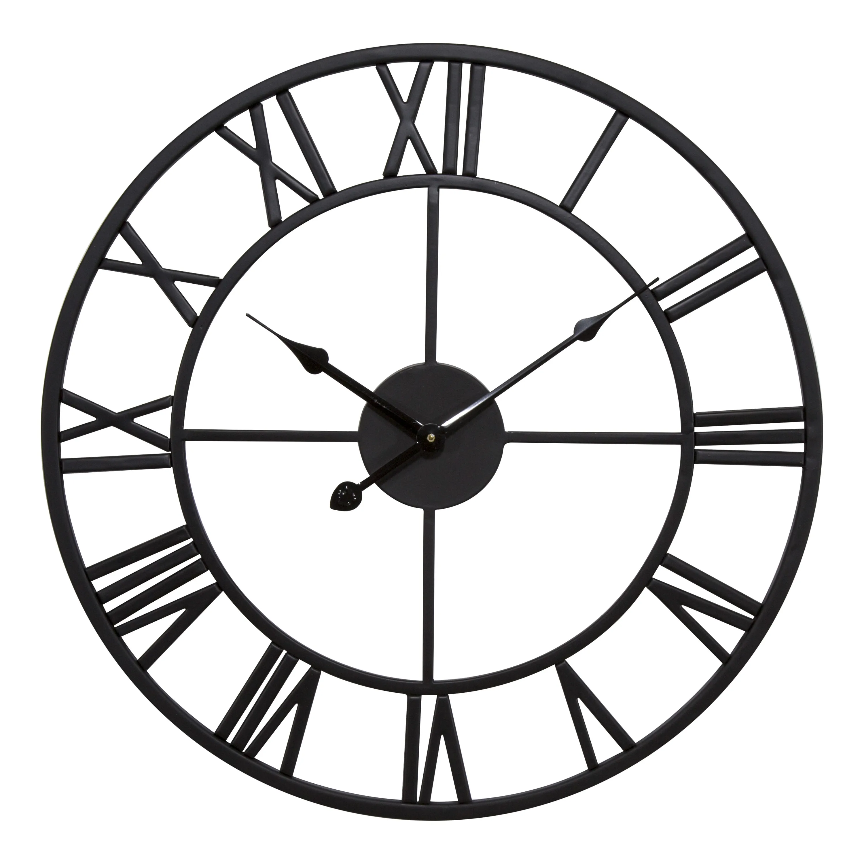 Petyoung 60cm Round Numbers Large Clock Metal Wall Clock Round Numbers Large Clock Vintage Industrial Design Decoration