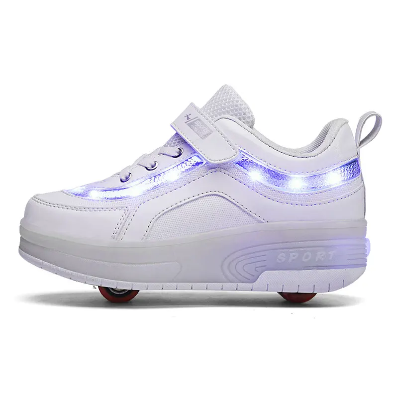 SDSPEED 7 Colors LED Rechargeable Kids Roller Skate Shoes with Single Wheel Shoes Sport Sneaker 