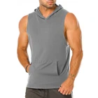 Men Sleeveless Elastic Sports Hooded Tank Top Casual Muscle T-Shirt Cool Summer Bodybuilding Workout Gym Tank Top Men