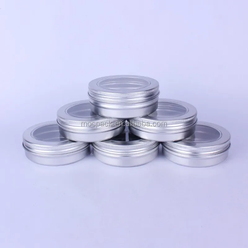 product aluminum storage box with window round metal jar aluminum tin jar with screw top-28