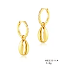 Dangle Hoop Earrings Earring GE02311A Grace Women Gold Plated Dangle Charm Hoop Earrings