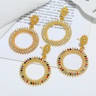 Earrings Crystal Hoop Personalized Geometric Round Rhinestone Earrings Inlaid Crystal Gold Hoop Earrings