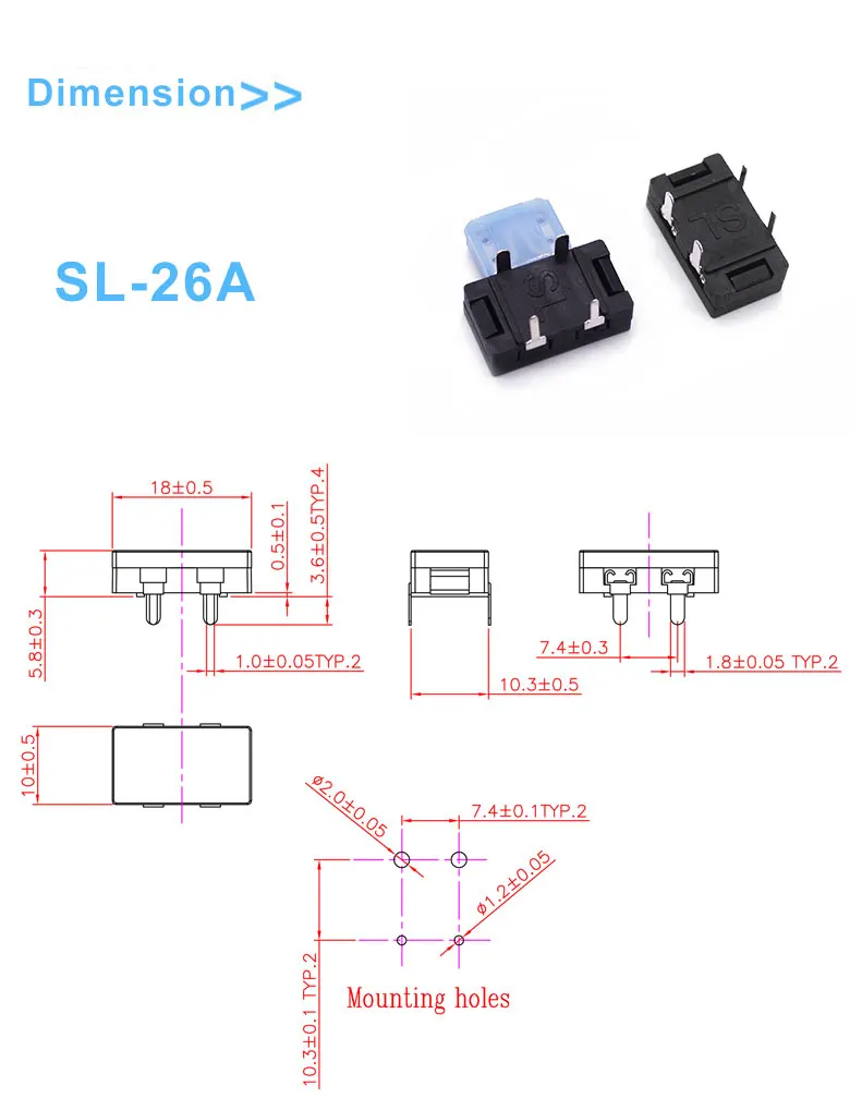 SL-26A Model 15A Max Current PA66 Material PCB Mount Blade Fuse Holder for Automotive Applications