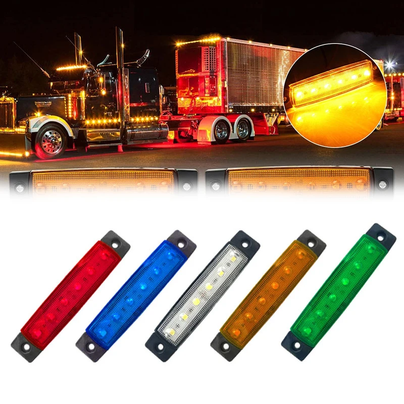 6 LED Clearence Truck Trailer Side Marker Indicators Light Lamp 12-24V SS0186 