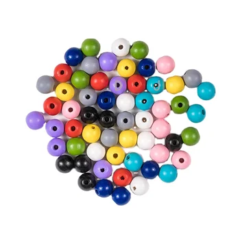 DIY Round Green Purple Pink White Black Red Yellow Blue Soild Color Wood Ball Beads