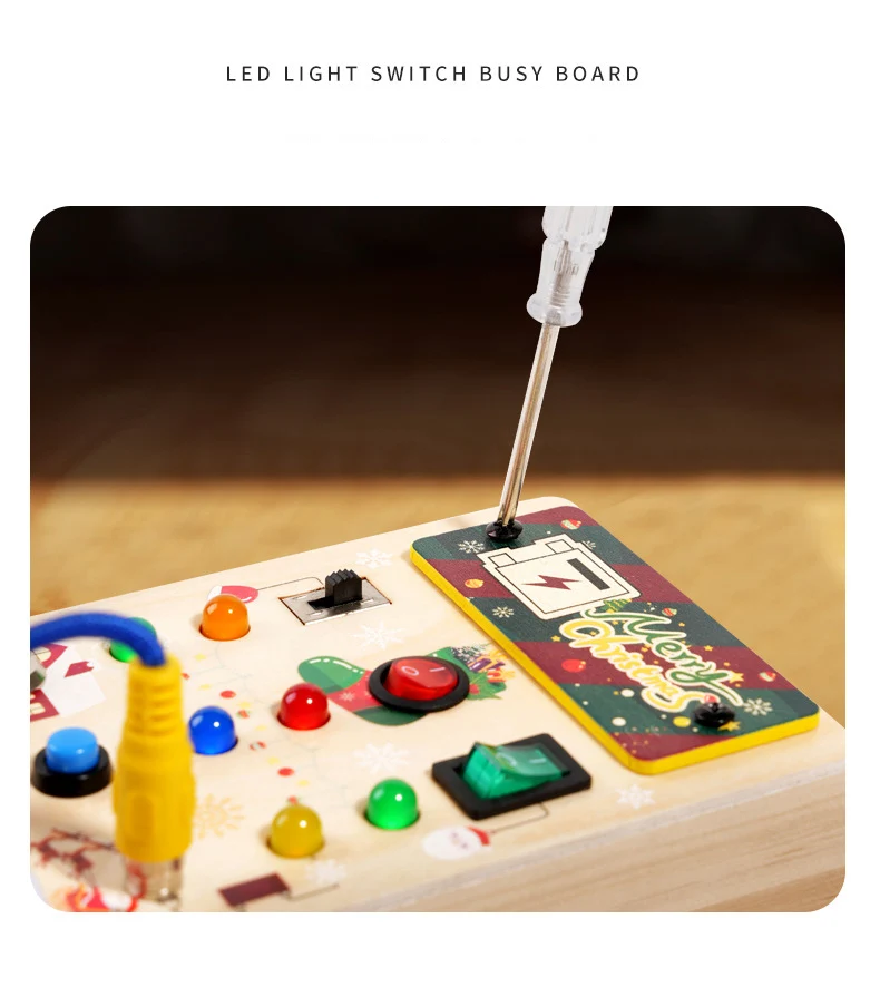 Jouets éducatifs pour enfants, lumière LED électronique, planche sensorielle en bois, jouets montessori pour tout-petits, fabrication de cadeaux de noël