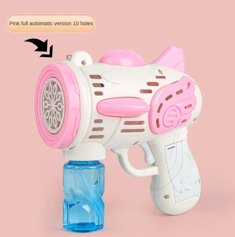 Professional Manufacturer's Angel Light Bubble Gun 30-Hole Rocket Bubble Blowing Machine Outdoor Toys Game Fun Plastic Wholesale