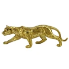 Modern Abstract Gold Panther Sculpture Geometric Resin Leopard Statue Plating Gold Decor Gift Craft Ornament