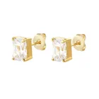 18k Gold Stud Earrings Gemnel Custom Jewelry Brass 18k Gold Plated Baguette Diamond Mini Stud Earrings