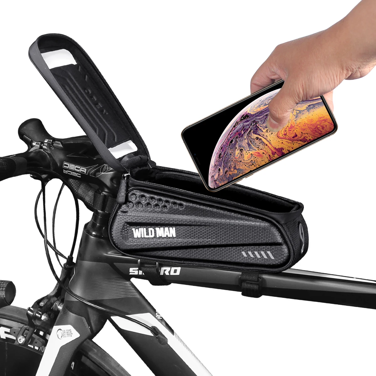 Wild Man Waterproof Bicycle Bag Phone Pouch Holder Cycling Bike Frame Bag bike Water proof 1L Riding bag