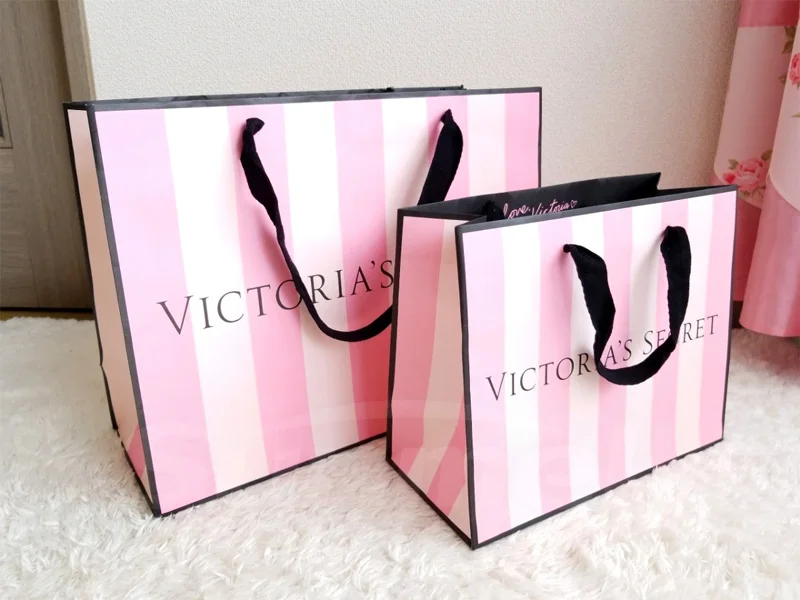 lovely pink craft gift paper bags for clothes packaging with