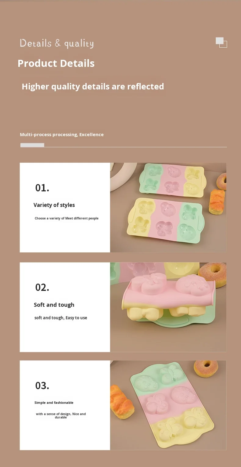 High-Temperature Resistant 6-Grids Silicone Mold Color-Matching Cake Tools for Baking Biscuits and Pudding for DIY factory