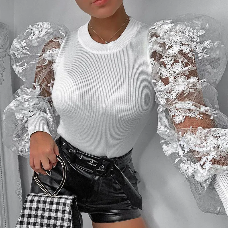 2020 Fashion Mesh Long Floral Lace Puff Sleeve Transparent Sexy Blouse For  Ladies New Women Tops - Buy Puff Sleeve Blouse,Transparent Blouse,Ladies  Long Puff Sleeve Blouse Product on Alibaba.com