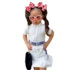 Girl Clothing Custom Fashion Wider Ribbed Girl 2 Pcs Kids Summer Clothing Set Children Cotton Set Kids Clothing
