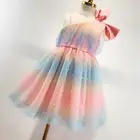 Girls Girls Little-Queen-Flower-Girl-Dress Toddler Girls Pearls Ombre Rainbow Twirl Tutu Dress