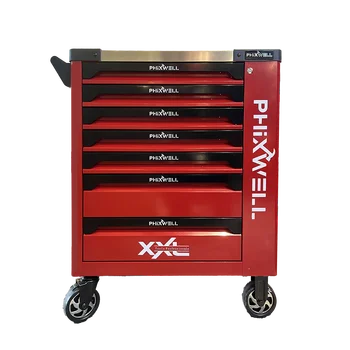 metal iron Stainless steel Workshop Trolley with 7 Drawers tool cabinet with hand car repair tools set