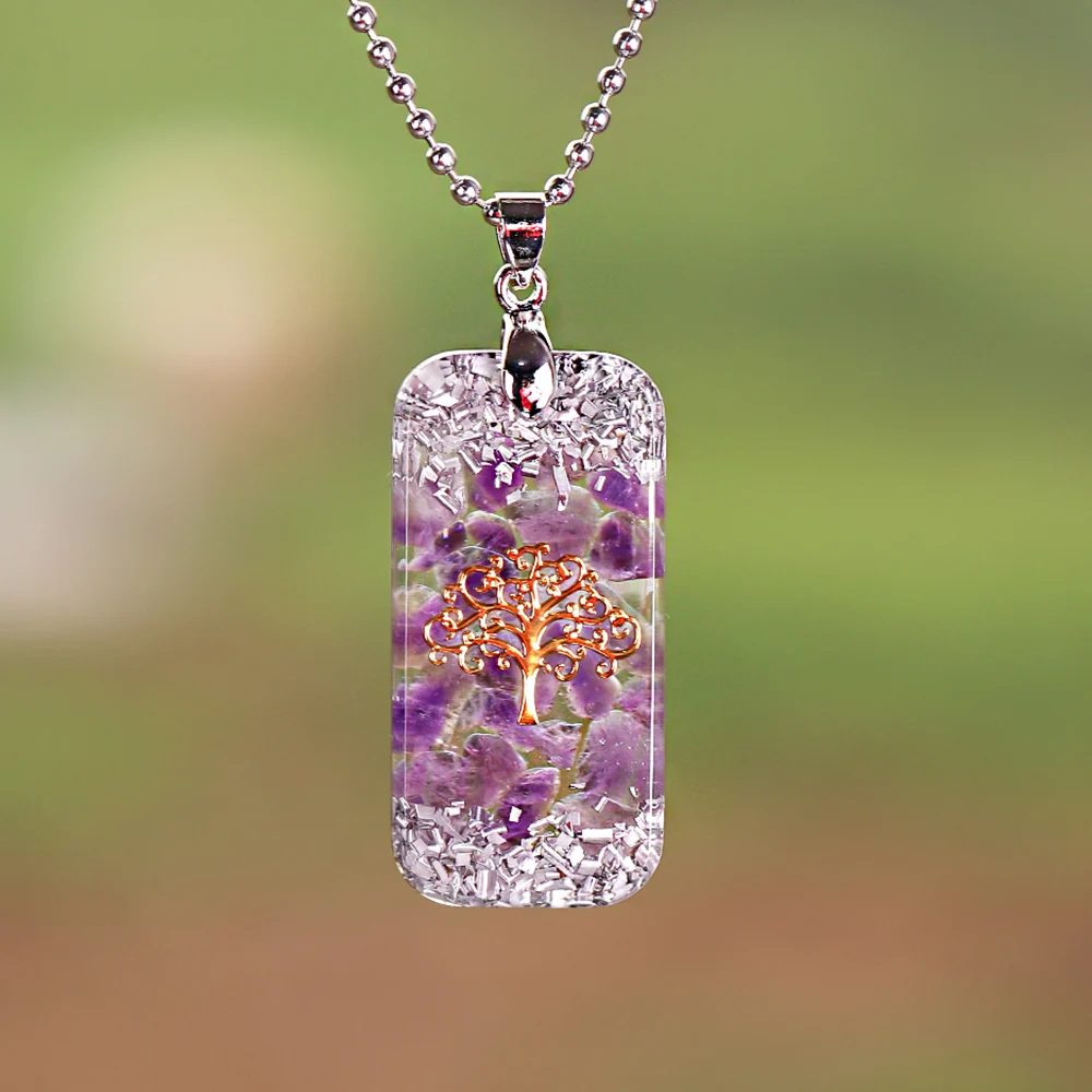 Orgone Pendant Tree Of Life Energy Orgonite Necklace Pink 