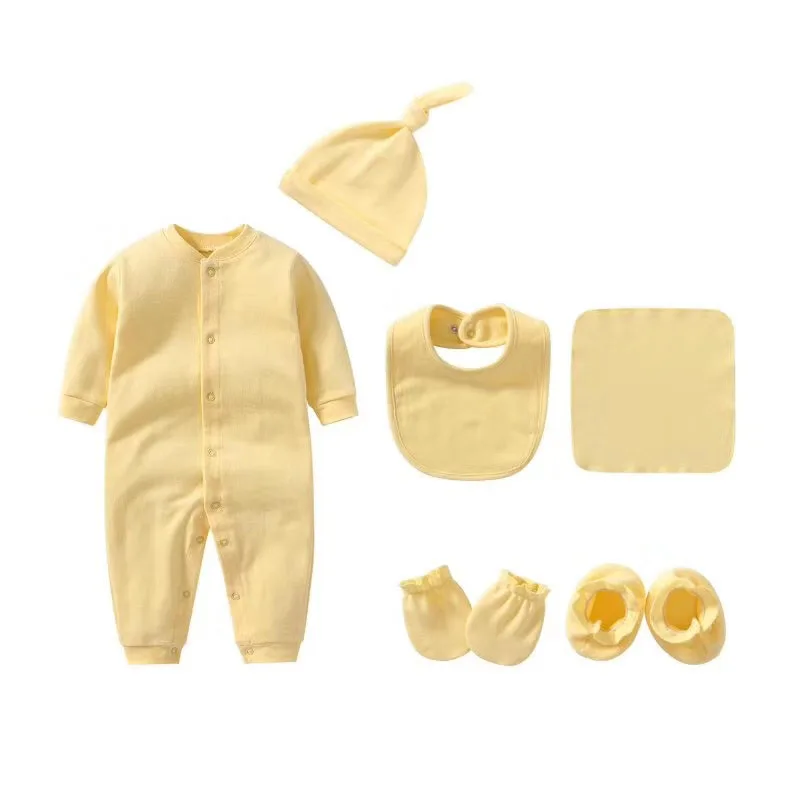 manufacturer Organic Baby  Bodysuit Solid Color Newborn Gift Set Baby Pajamas